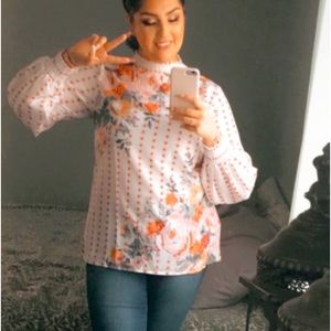Floral long sleeve turtleneck Blouse